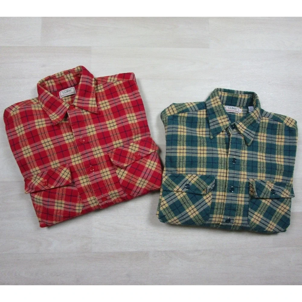 Vintage 80s 90s LL Bean Timberline Flannel Shirt Men's (16) Plaid